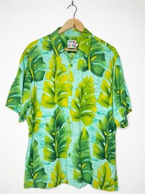 Jams World Vintage Monstera Hawaiian Men’s Camp Shirt Size Large